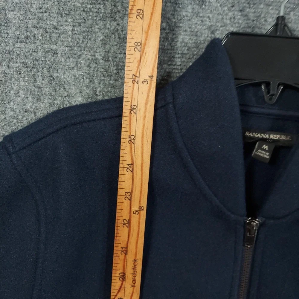 Banana Republic Jacket Mens Medium Navy Blue Fleece Bomber Full Zip Lined Casual